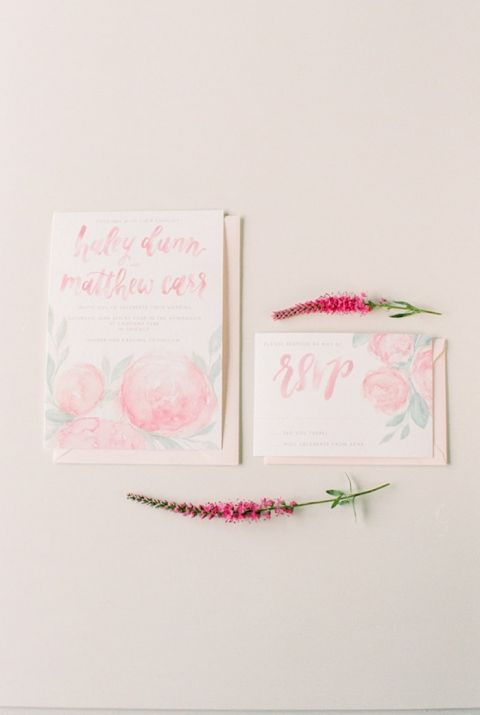 Floral Watercolor Wedding Invitation Suite