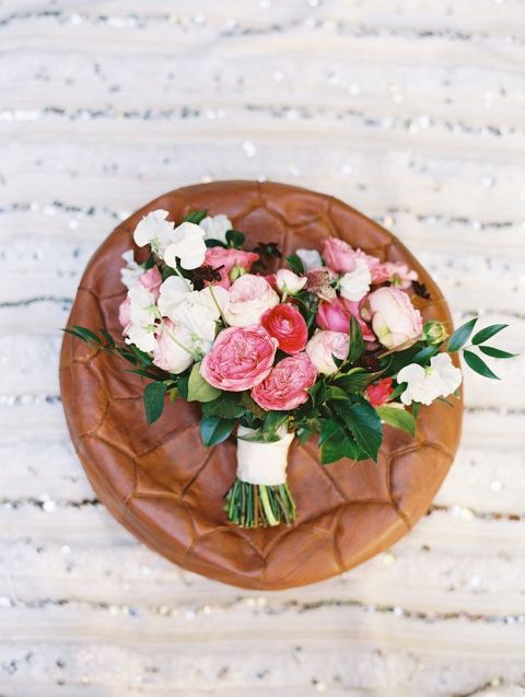 Pink and White Bohemian Wedding Bouquet