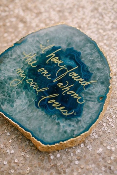 Gold Calligraphy on an Agate Geode