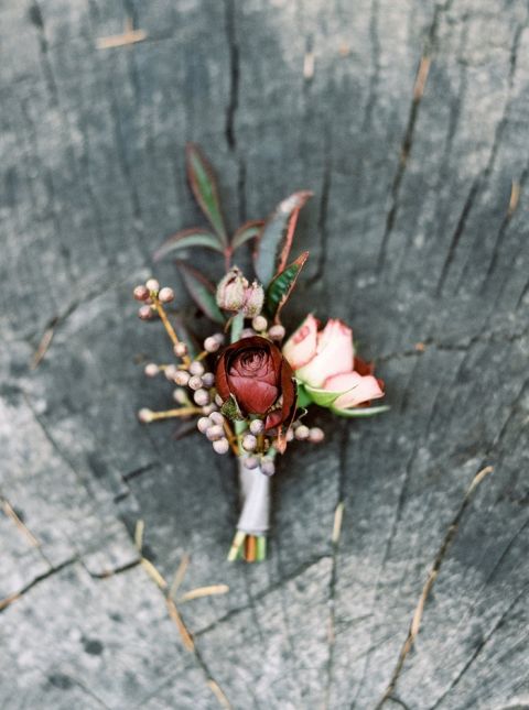 Blush and Burgundy Boutonniere