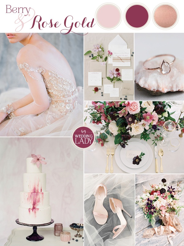 Berry And Rose Gold Glam Wedding Inspiration Hey Wedding Lady