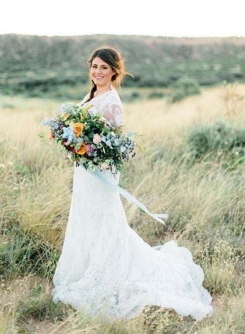 Colorful Bohemian Bride in a Magic Hour Shoot - Hey Wedding Lady