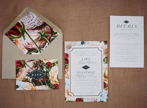 Modern Floral Print Wedding Invitations