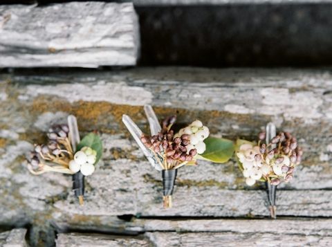 Black Leather Wrapped Boutonnieres