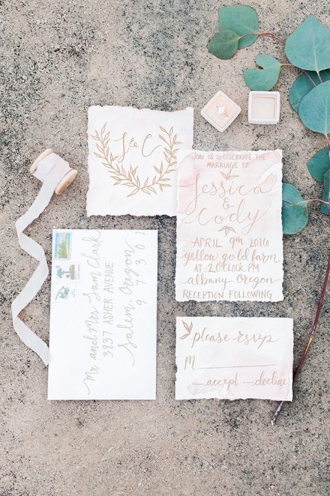 Romantic Gold Calligraphy Wedding Invitations