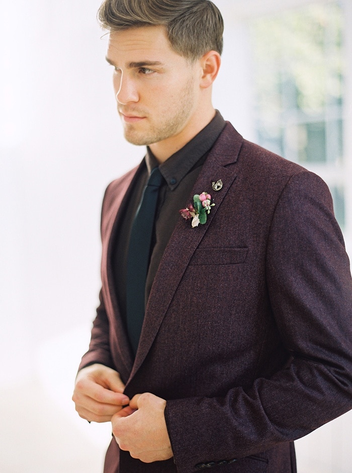 Groom In Jewel Toned Suit For A Fall Wedding Taylor Lord