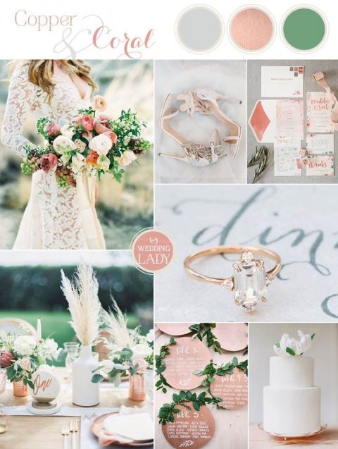 Metallic Bohemian Wedding Ideas in Copper and Coral