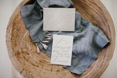 Dusty Blue and Rose Gold Wedding Stationery