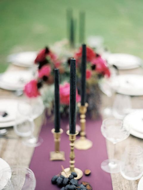 Black, Gold, and Berry Wedding Decor