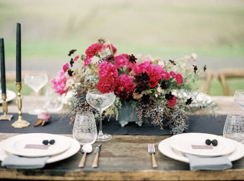 Fuchsia and Blackberry Floral Decor