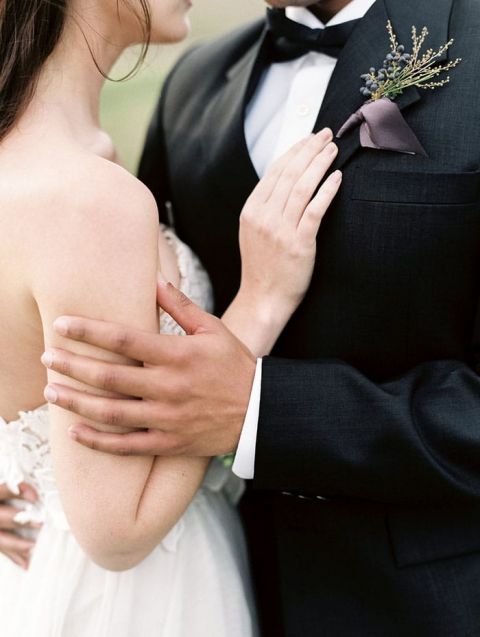 Black, Berry, and White Wedding Photos