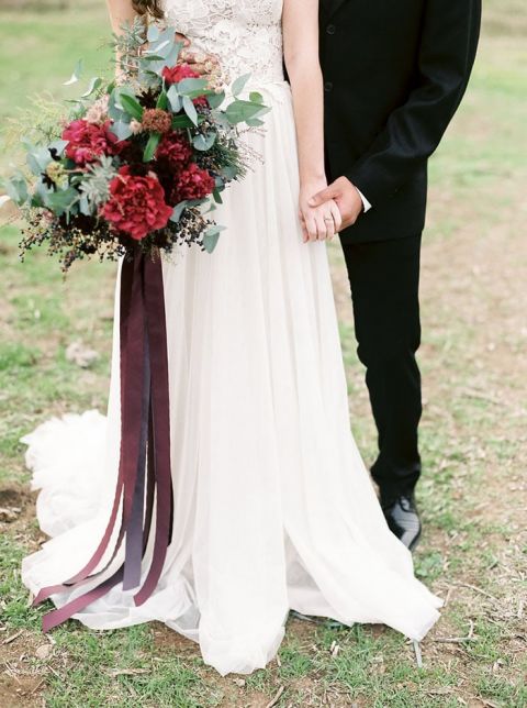 Rustic Vintage Ranch Wedding in Berry Tones