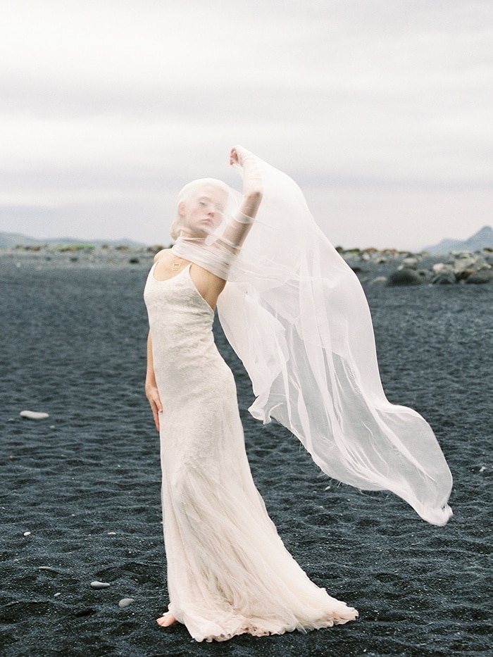 Black Sand Beach Bridal Shoot in Iceland - Hey Wedding Lady