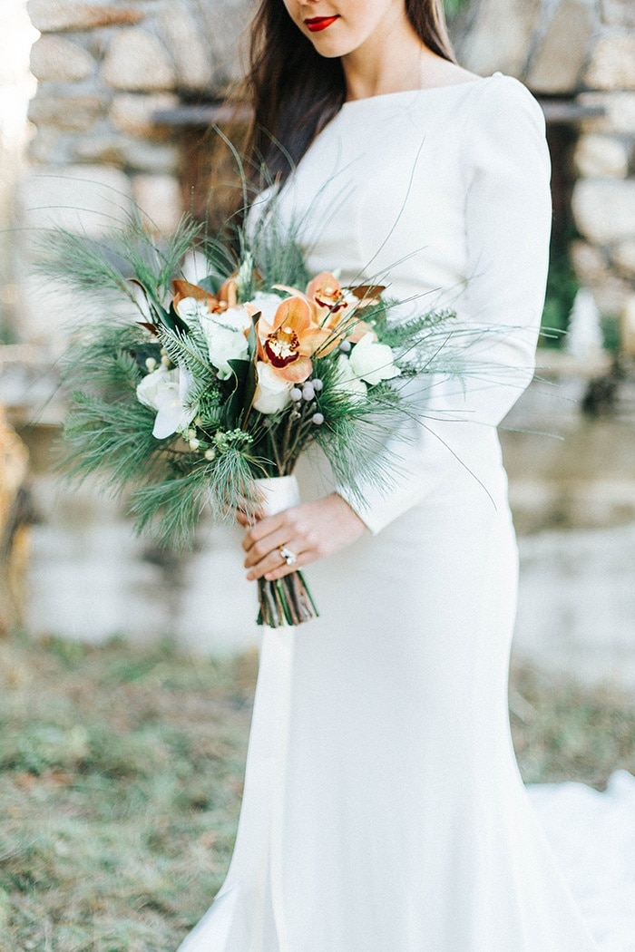 Cozy Winter Greenery Wedding Shoot Hey Wedding Lady