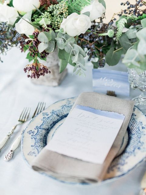 Organic Chic Blue and Gray Wedding Decor