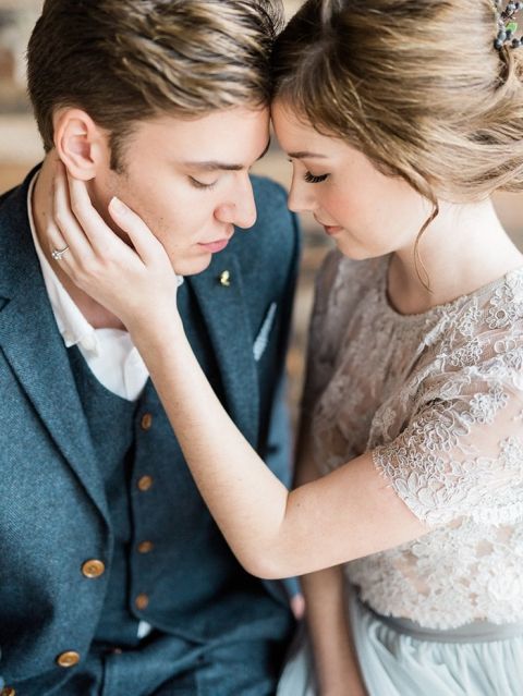 Intimate Moment Between the Bride and Groom
