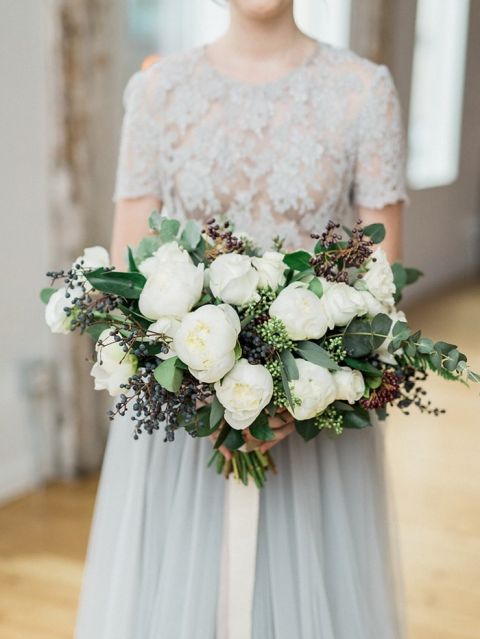 Wedding Inspiration in Shades of Gray with White and Green