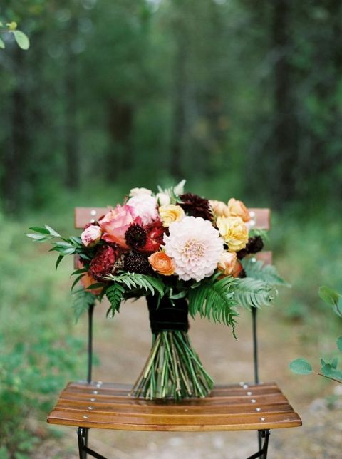 Colorful Summer Bouquet for a Woodland Wedding