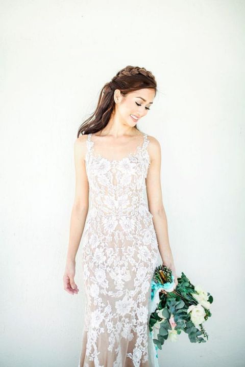 The Best Nude Lace Wedding Dress Inspiration » Hey Wedding 