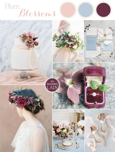 Fresh Spring Wedding Colors in Plum and Powder Blue