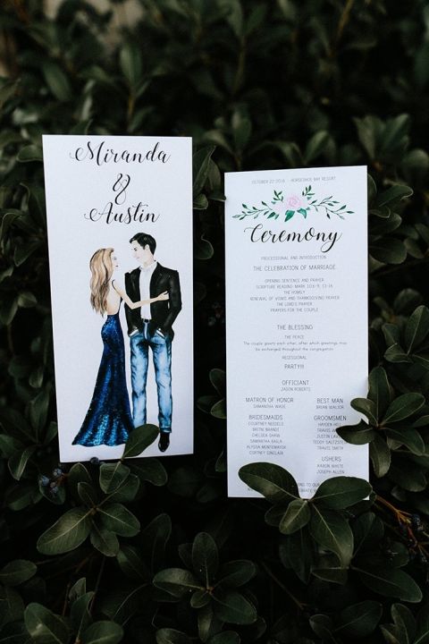 Illustrated Wedding Invitation and Program