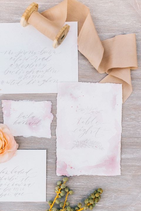 Hand Lettered Watercolor Invitations