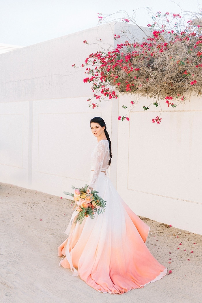 Dip Dye Wedding Ideas In Ombre Peach And Coral Hey Wedding