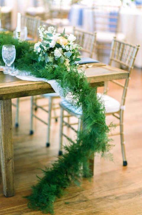 Farm Table with a Rustic Greenery Runner