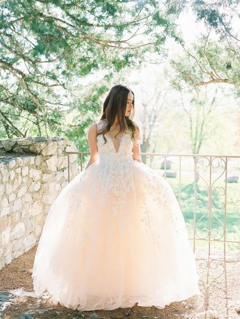 Best Wedding Dress Inspiration of 2017 - Pastel Peach Wedding Dress