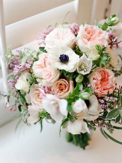 Peach and Purple Spring Bridal Bouquet