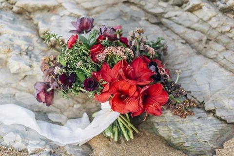 Vibrant Red Bohemian Beach Bouquet