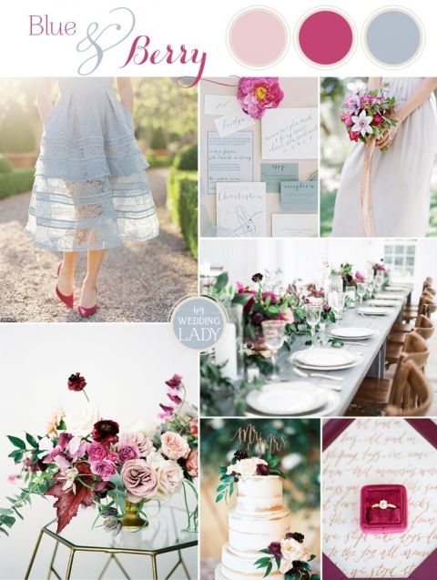 Chic and Unique Wedding Colors in Blue and Berry