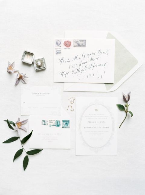 Delicate Watercolor Inspired Wedding Invitation Suite