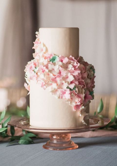 Blooming Petal Wedding Cake with Sugar Flowers