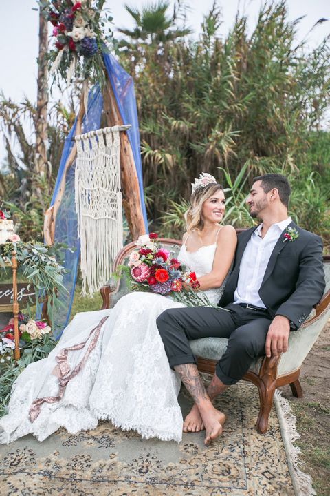 Bohemian Glam Beach Wedding Reception