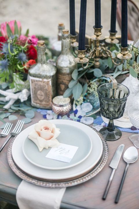 Vintage Coastal Wedding Table Decor