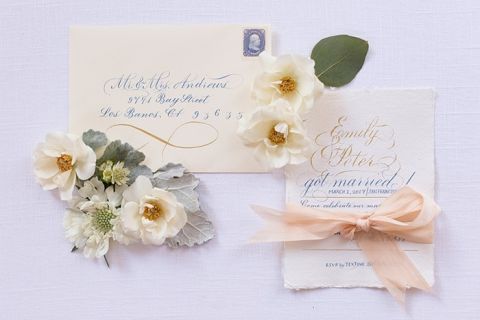 Sweet Hand Lettered Elopement Announcement