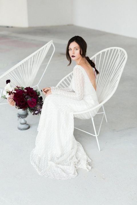 Dramatic and Moody Beauty for a Plum Colored Fall Wedding