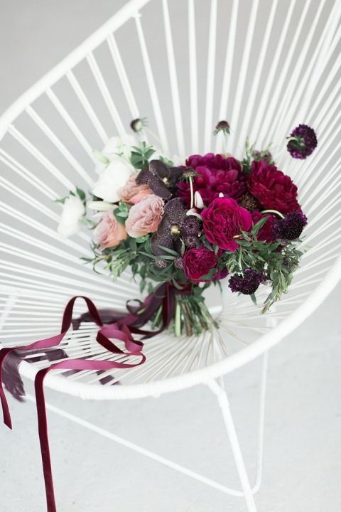 Jewel Tone Fall Bouquet in Plum and Velvet