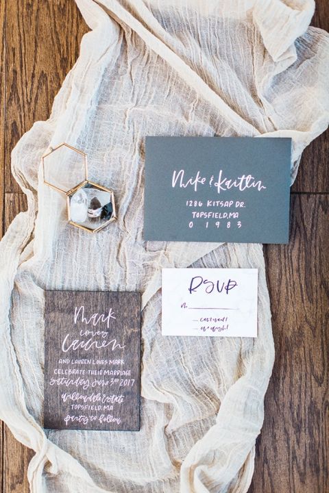 Hand Lettered Wood Invitation Suite