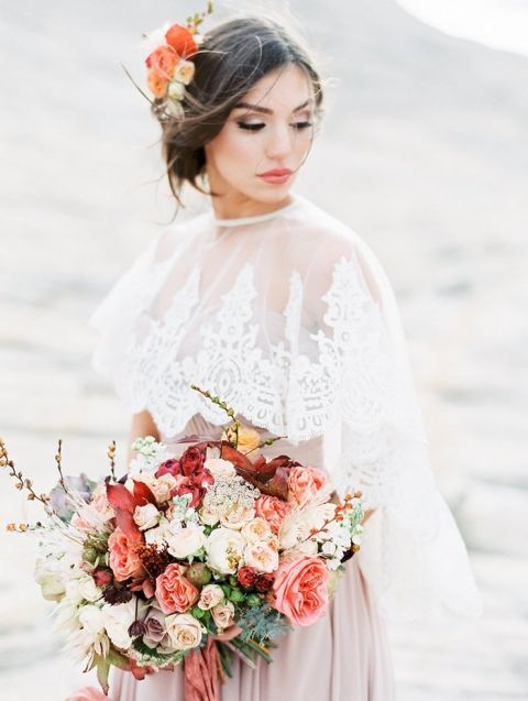 Bohemian Chic Desert Bridal Shoot with Fall Flowers - Hey Wedding Lady