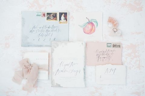 Summer Peach Wedding Invitations