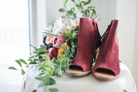 Burgundy Peep Toe Booties 