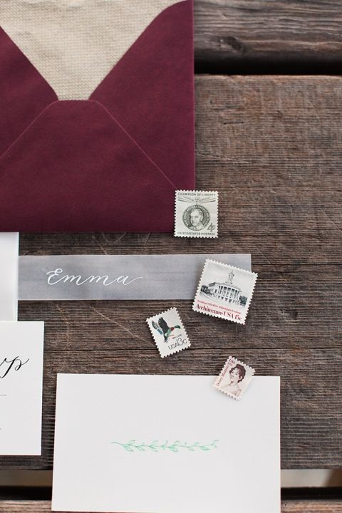 Burgundy and Gray Rustic Winery Wedding Invitations