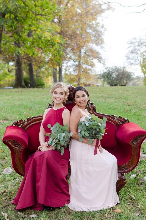 Blush and clearance burgundy dress