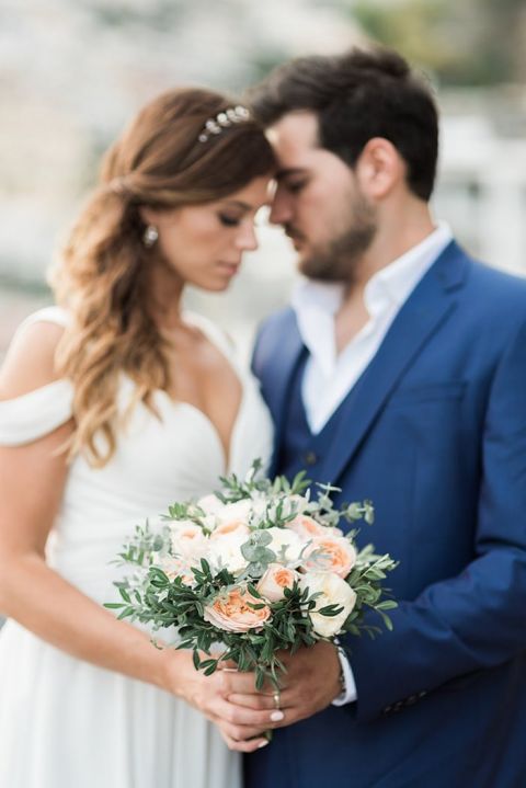 Sweet Peach and Navy Blue Amalfi Coast Elopement