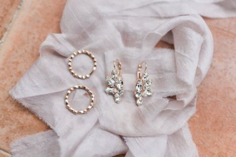 Delicate Rose Gold and Crystal Wedding Jewelry