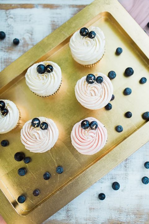 Berry and Gold Leaf Cupcake Display