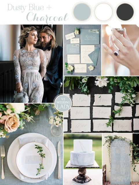 Dusty Blue and Charcoal Wedding Color Palette