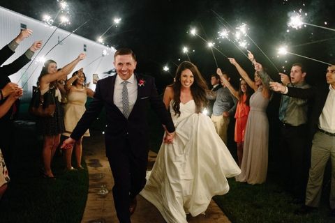 Bride and Groom Sparkler Wedding Exit